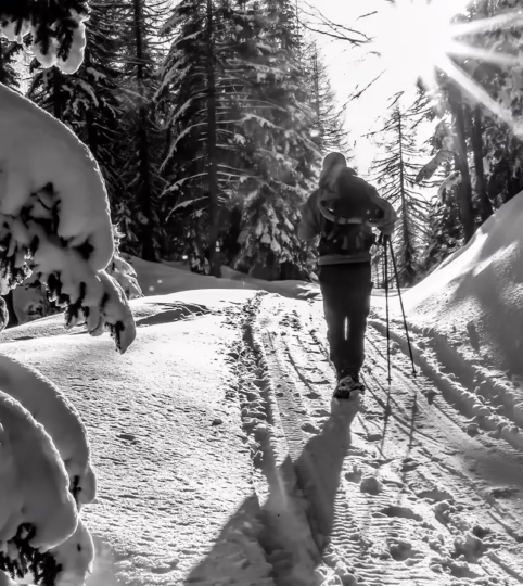 Person Walking in Snow