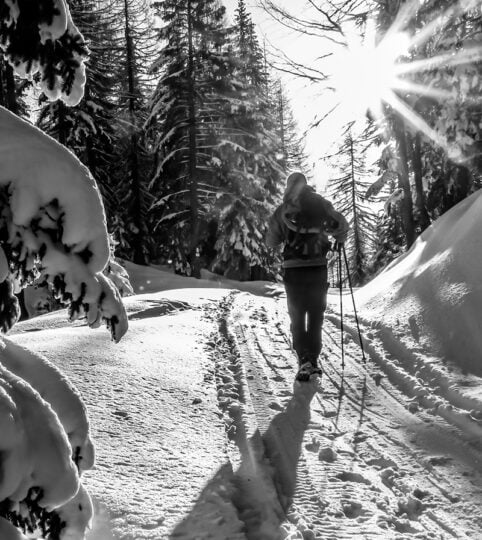 Person Walking in Snow