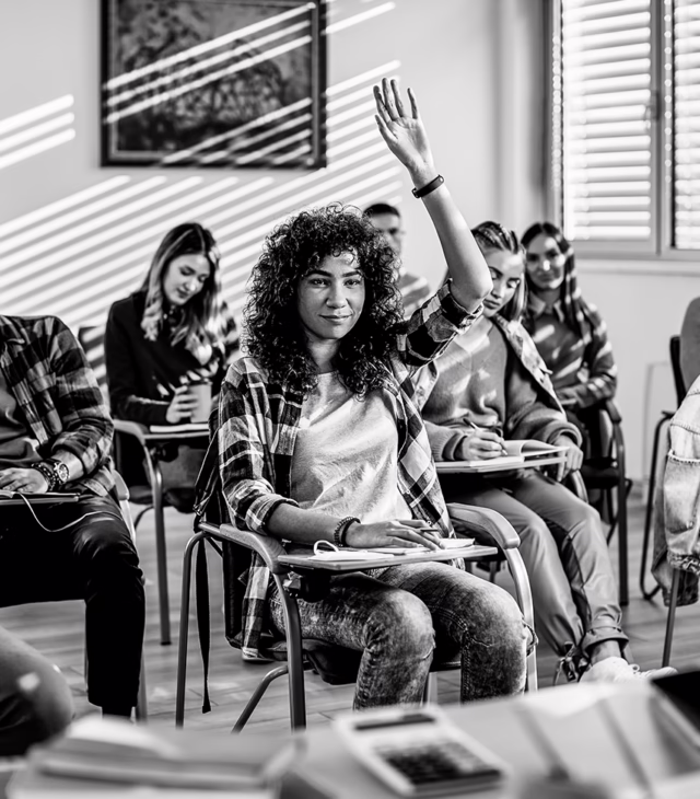 High school student in class