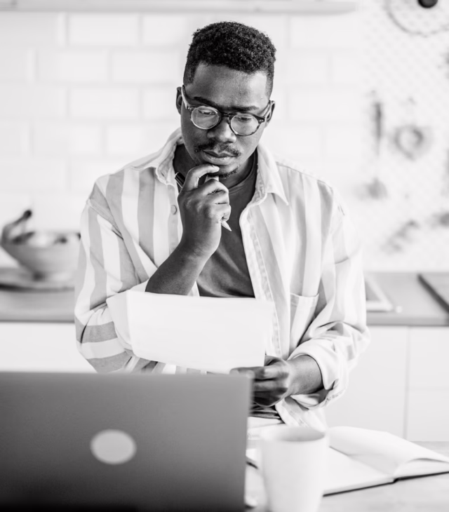Man reviewing finances