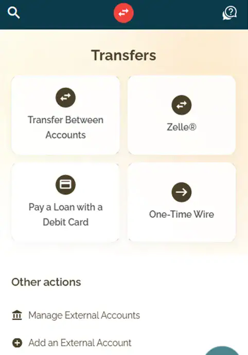Sample image of making transfers within EastRise Digital Banking